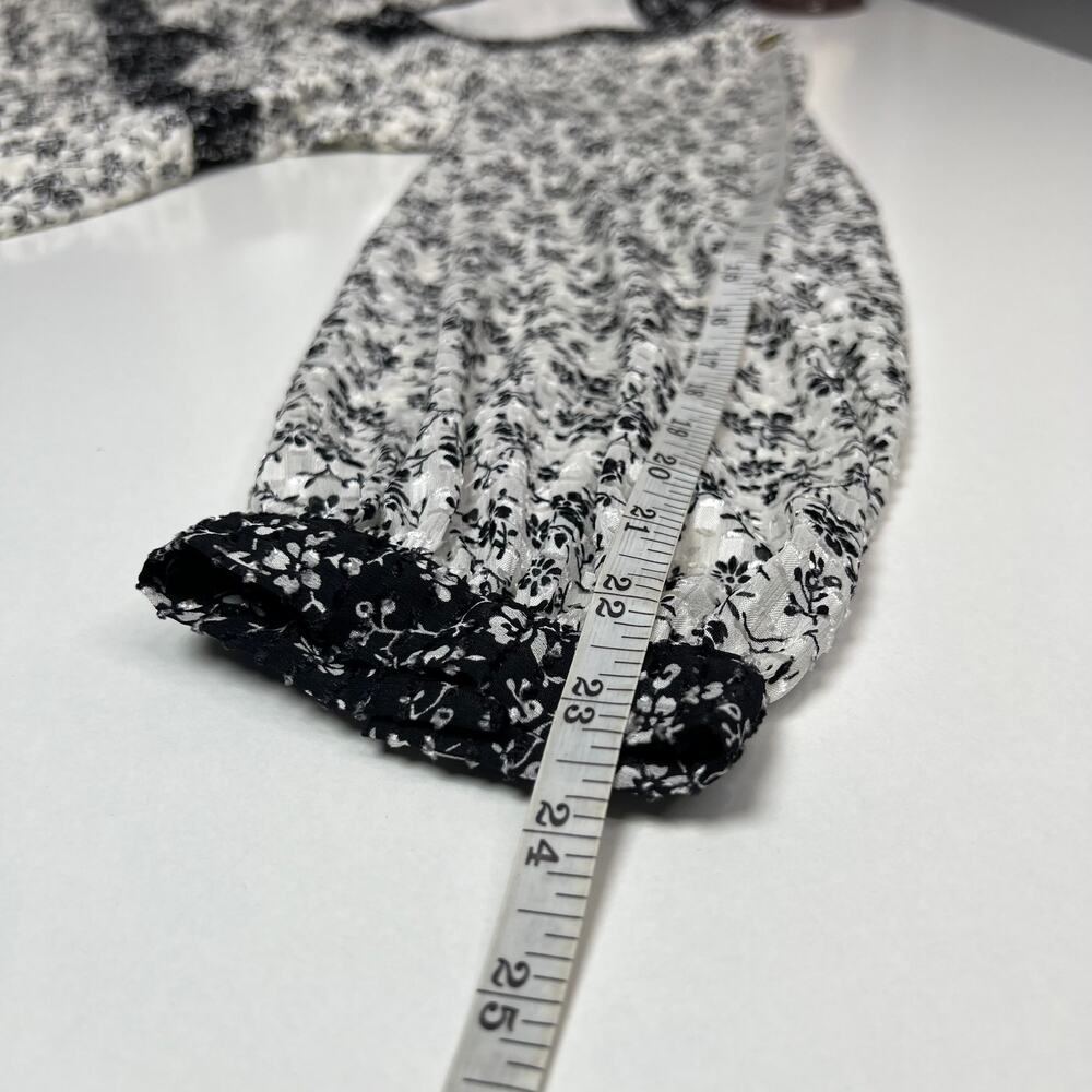 Madewell Women's Peplum Blouse Black and White Ditsy Floral Print Airy Size XL - Picture 12 of 16